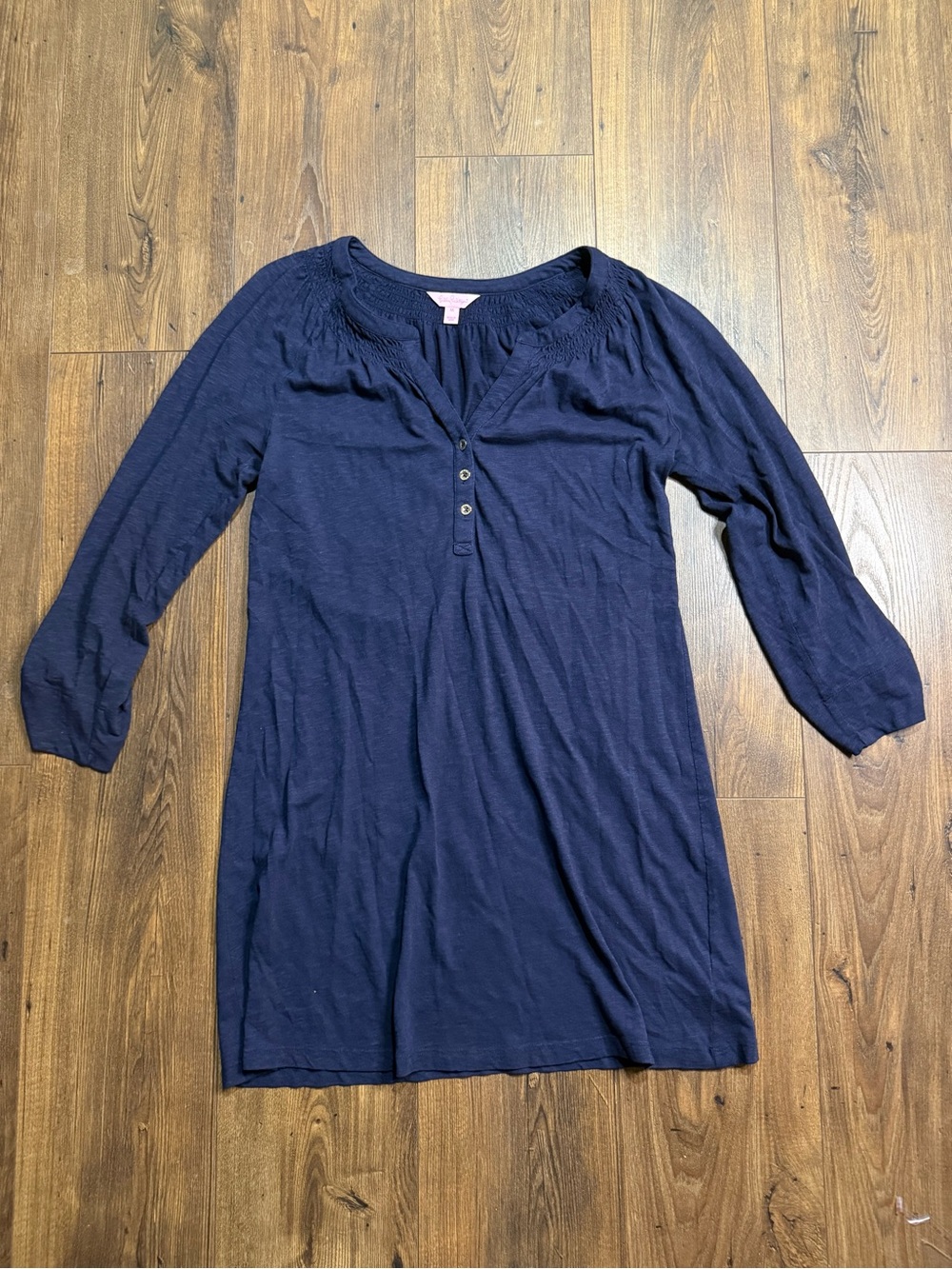 Lilly Pulitzer Women’s Navy Blue Tunic Shirt Dress Size Medium Henley